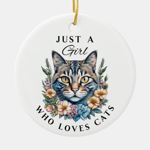 Just a Girl Who Loves Cats Personalized Ceramic Ornament