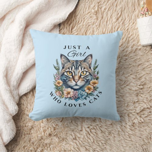 Just a Girl Who Loves Cats Personalized Throw Pillow