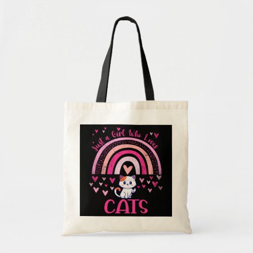 Just A Girl Who Loves Cats Rainbow Cute Cat Lover Tote Bag