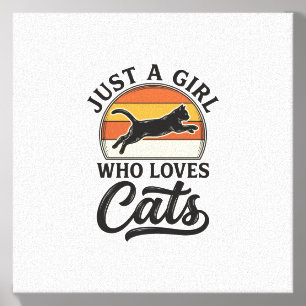 Just a Girl Who Loves Cats Retro Vintage Cat Desig Canvas Photo Tile