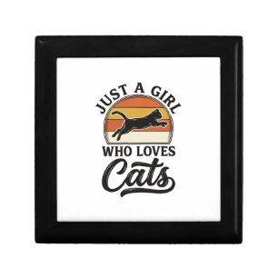 Just a Girl Who Loves Cats Retro Vintage Cat Desig Gift Box