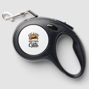 Just a Girl Who Loves Cats Retro Vintage Cat Desig Retractable Pet Leash