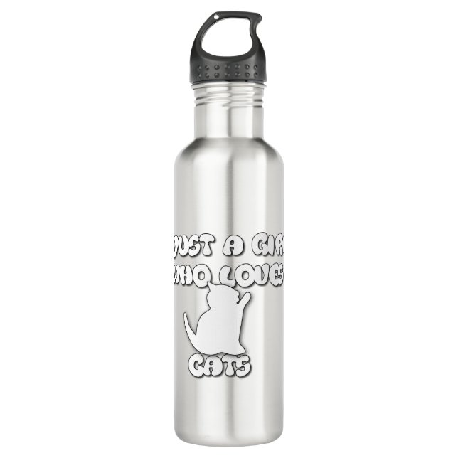 just a girl who loves cats stainless steel water bottle (Front)