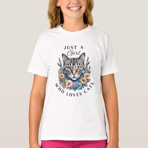 Just a Girl Who Loves Cats   T_Shirt