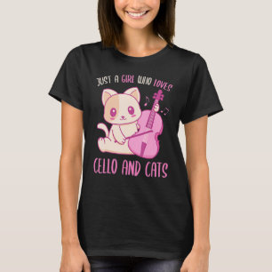 Just A Girl Who Loves Cello And Cats Cute Cat T-Shirt