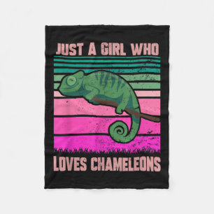 Just A Girl Who Loves Chameleons Funny Quote Lizar Fleece Blanket