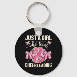Just A Girl Who Loves Cheerleading Cow Print Cheer Keychain