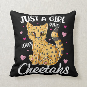 just a girl who loves cheetahs   cheetah gift throw pillow