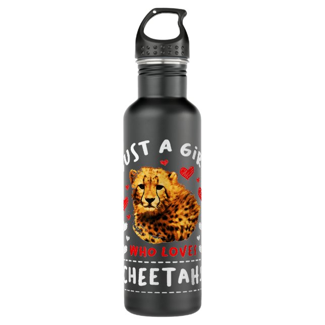 Just A Girl Who Loves Cheetahs Tiger Wildlife Chee Stainless Steel Water Bottle (Front)
