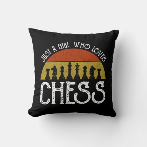 Just A Girl Who Loves Chess Throw Pillow