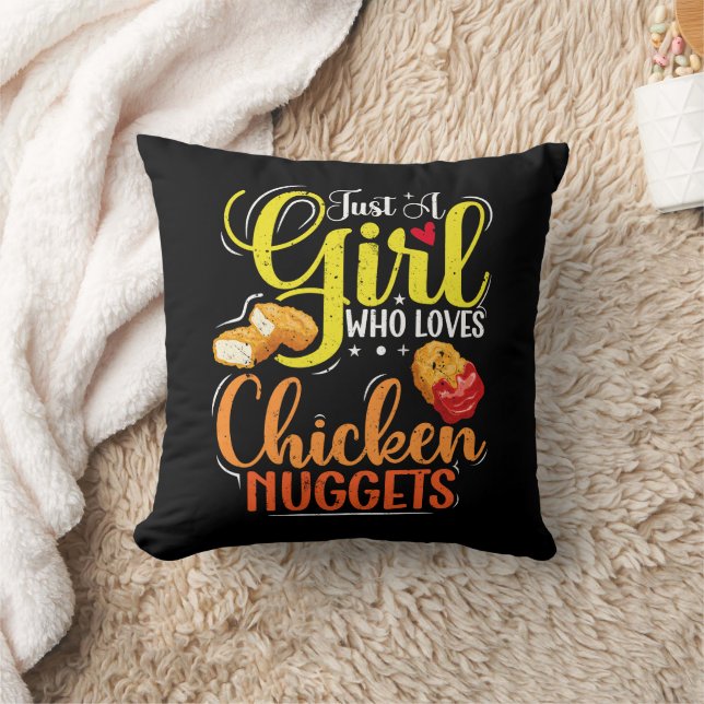 Just A Girl Who Loves Chicken Nuggets Girl Gift Throw Pillow (Blanket)