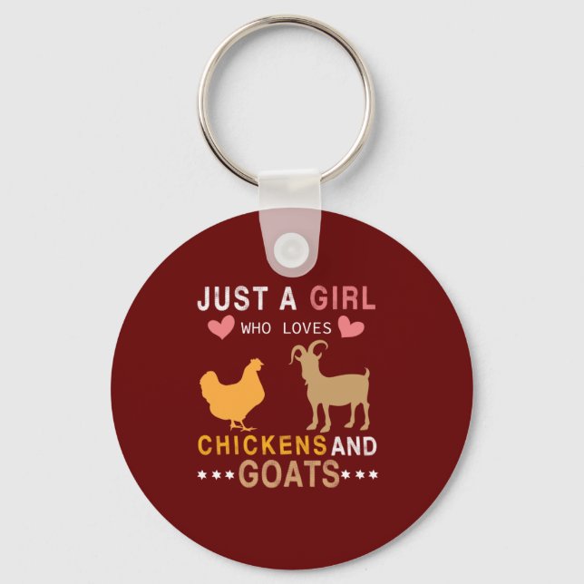 just a girl who loves chickens and goats keychain (Front)