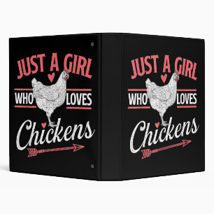 Just A Girl Who Loves Chickens - Chicken Lover Pou 3 Ring Binder