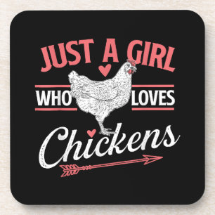 Just A Girl Who Loves Chickens - Chicken Lover Pou Beverage Coaster