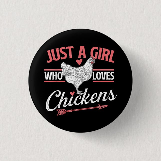 Just A Girl Who Loves Chickens - Chicken Lover Pou Button (Front)
