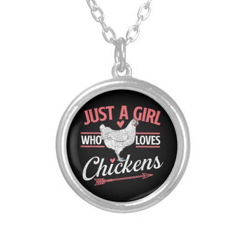 Just A Girl Who Loves Chickens _ Chicken Lover Pou Silver Plated Necklace
