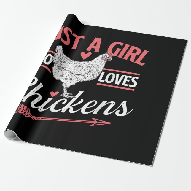 Just A Girl Who Loves Chickens - Chicken Lover Pou Wrapping Paper (Unrolled)
