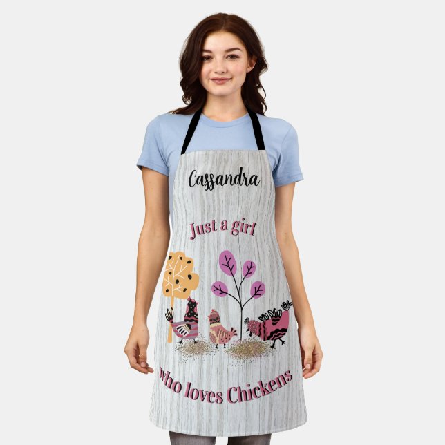 Just A Girl Who Loves Chickens Country Folk Art    Apron (Worn)