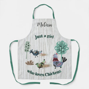 Just A Girl Who Loves Chickens Country Folk Art Apron
