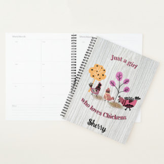 Just A Girl Who Loves Chickens Country Folk Art    Planner