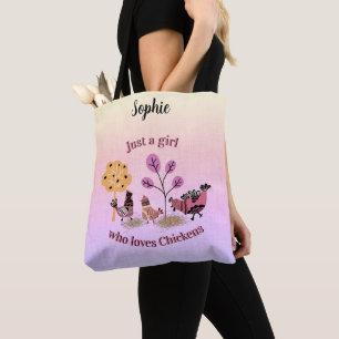 Just A Girl Who Loves Chickens Country Folk Art Tote Bag