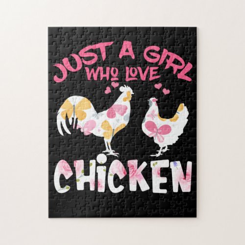 Just a Girl Who Loves Chickens Cute Chicken Jigsaw Puzzle