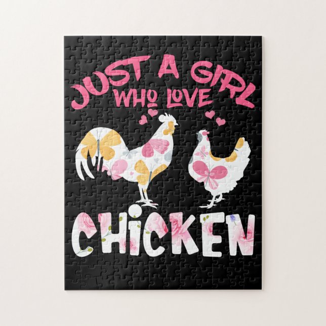 Just a Girl Who Loves Chickens, Cute Chicken Jigsaw Puzzle (Vertical)
