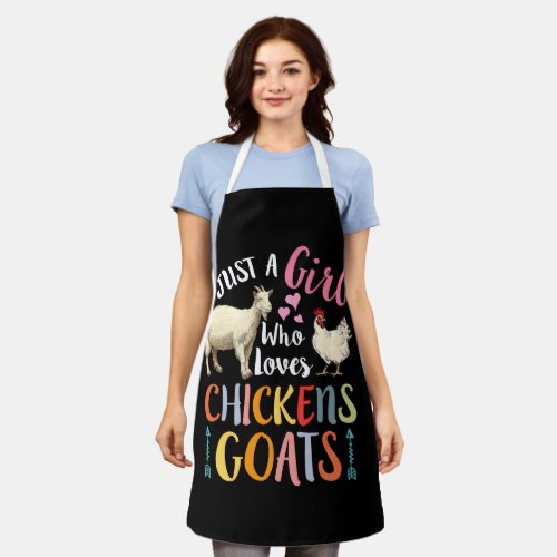Just A Girl Who Loves Chickens Goats Farmer Apron