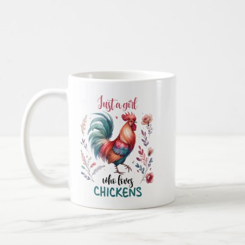 Just A Girl Who Loves Chickens Green Farmhouse Coffee Mug