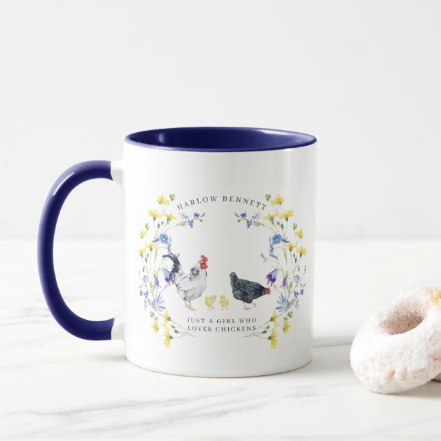 Just a Girl Who Loves Chickens | Monogram Mug (With Donut)