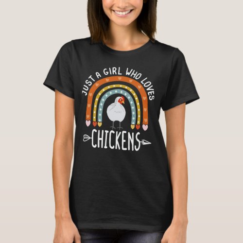 Just A Girl Who Loves Chickens Rainbow Gift T_Shirt