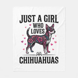 Just A Girl Who Loves Chihuahuas Vintage Dog Desig Fleece Blanket