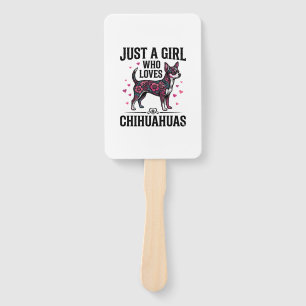Just A Girl Who Loves Chihuahuas Vintage Dog Desig Hand Fan