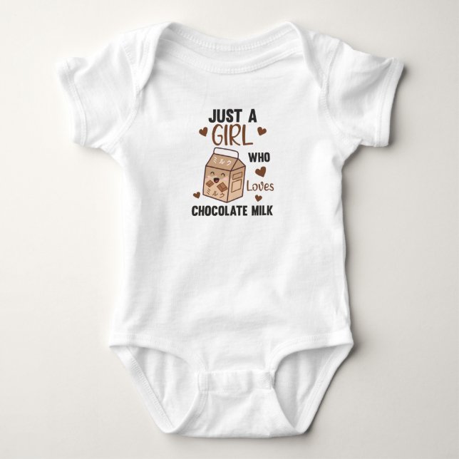 Just A Girl who loves Chocolate Milk Kawaii Baby Bodysuit (Front)