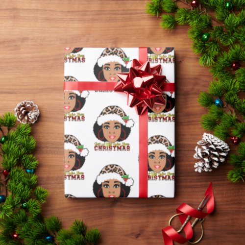 Just a Girl Who Loves Christmas Afro  Wrapping Paper