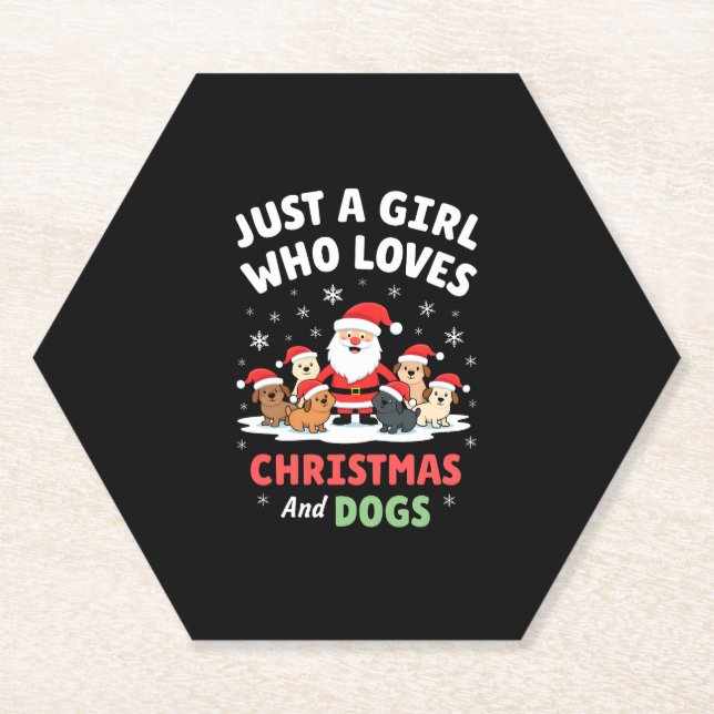 Just A Girl Who Loves Christmas And Dogs Holiday X Paper Coaster (Front)