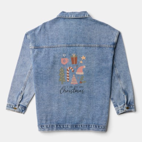 Just a Girl who Loves Christmas Boho  Denim Jacket