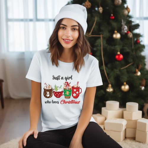 Just A Girl Who Loves Christmas Cute Modern T_Shirt