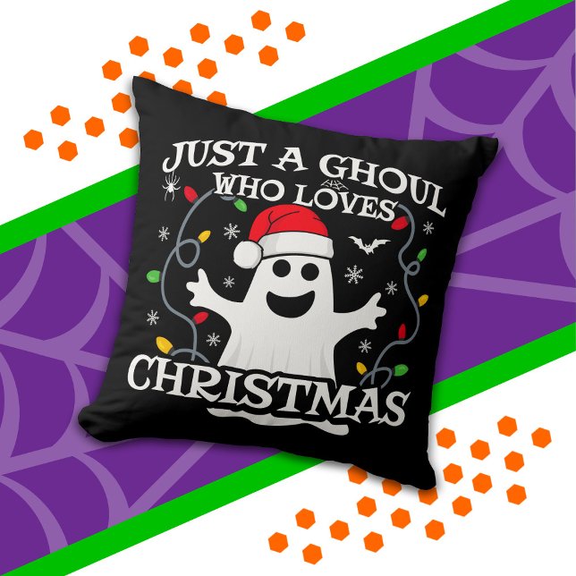 Just A Girl Who Loves Christmas Funny Halloween Throw Pillow (Creator Uploaded)