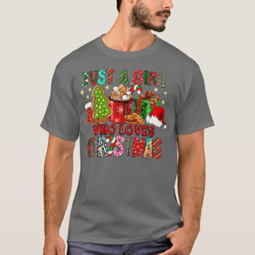 Just A Girl Who Loves Christmas Hot Cocoa Hat Sant T_Shirt