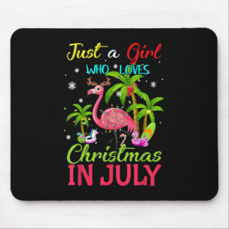 Just a Girl Who Loves Christmas In July Flamingo P Mouse Pad