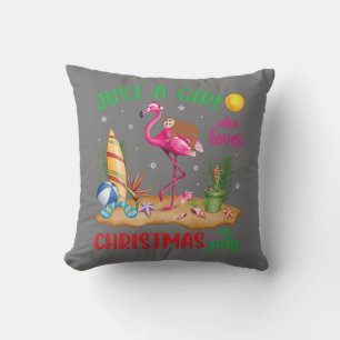 Just a Girl Who Loves Christmas In July Pink Throw Pillow