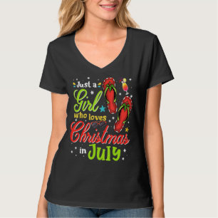 Just A Girl Who Loves Christmas In July  Summer Gi T-Shirt