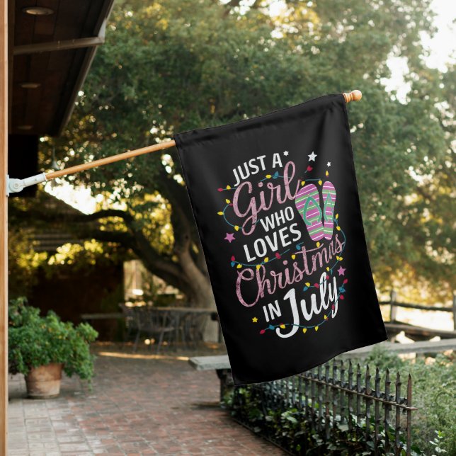 Just A Girl Who Loves Christmas in July Summer House Flag (In SItu)