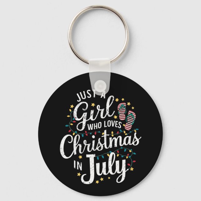 Just A Girl Who Loves Christmas in July Summer Keychain (Front)