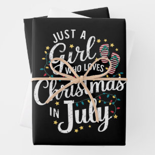 Just A Girl Who Loves Christmas in July Summer Wrapping Paper Sheets