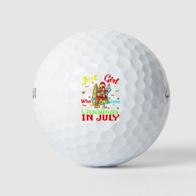 Just A Girl Who Loves Christmas In July Watermelon Golf Balls (Front)
