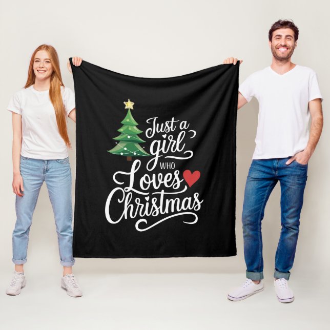 Just A Girl Who Loves Christmas Tree Family Gift Fleece Blanket (In Situ)