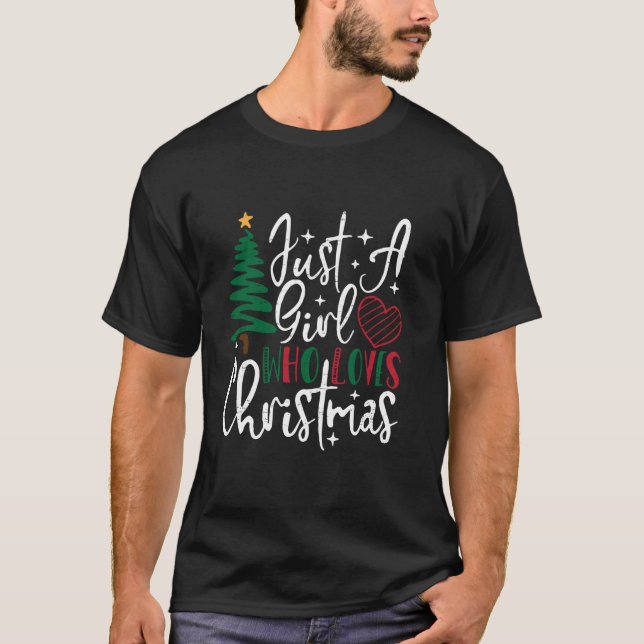 Just A Girl Who Loves Christmas Tree Lights Xmas P T-Shirt (Front)