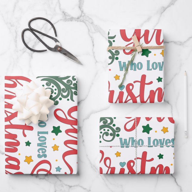 Just A Girl Who Loves Christmas Wrapping Paper Sheets (Front)